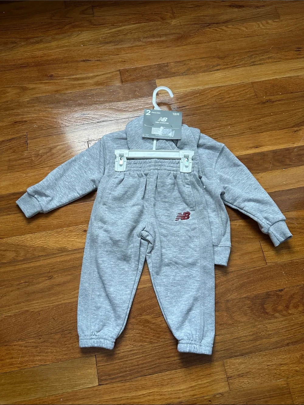 New Balance Kids Light Gray Sweatpants & Joggers with Maroon Logo